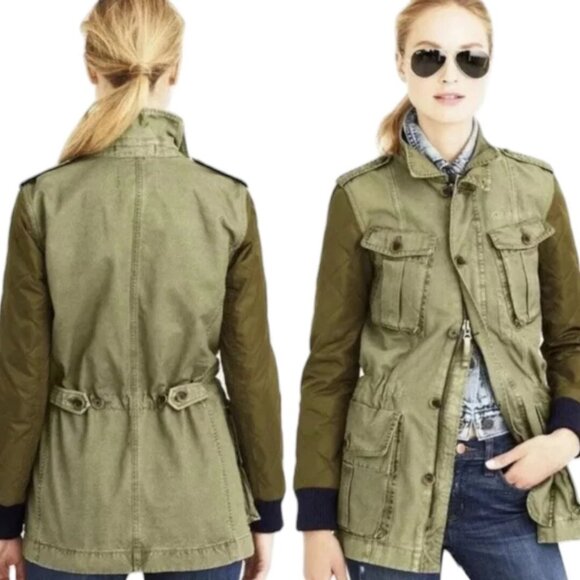 J. Crew Khaki Boyfriend Utility Military Field Cargo Army Jacket Size Small - Picture 1 of 16